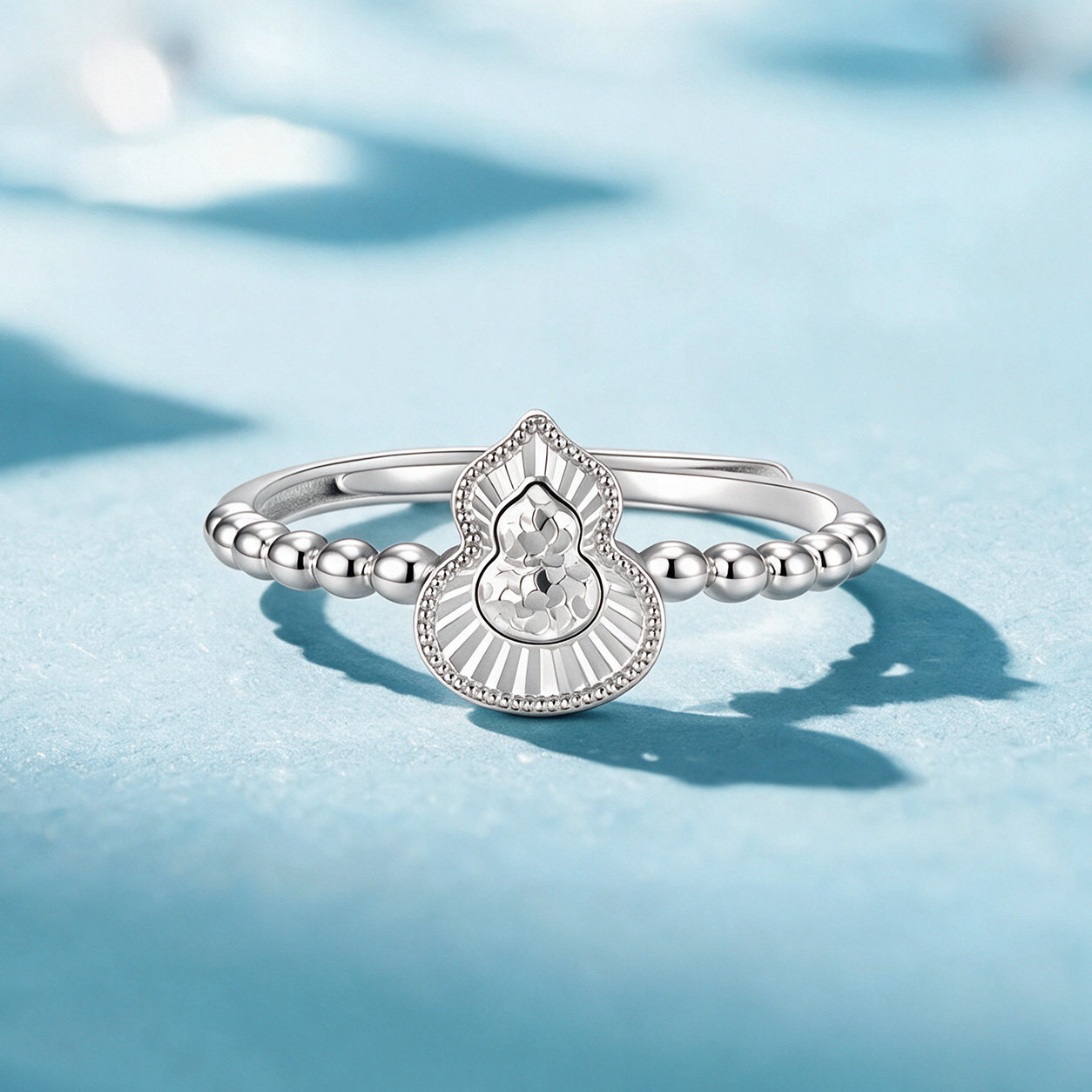 Mengjinyuan S925 Silver Ring Women's Good Luck Gourd Opening