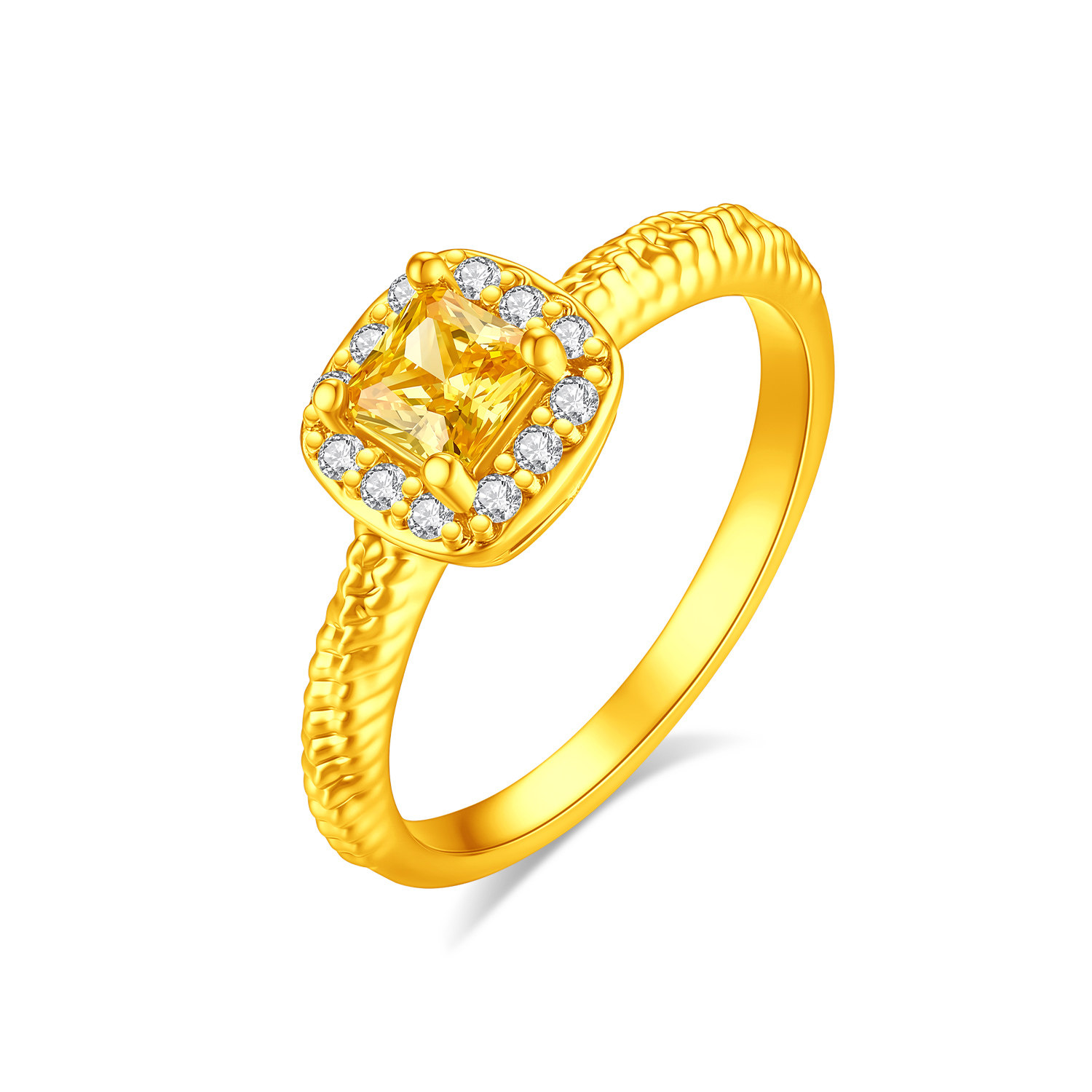 Jinzhifu Small Sugar Cube Gold Ring Women's 2026 New 6D Pure Gold Inlaid Ring Birthday Gift