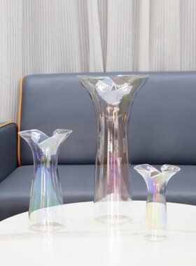 办公室书房摆件餐厅玄关家居装饰品水培轻奢花器客厅玻璃花瓶欧式