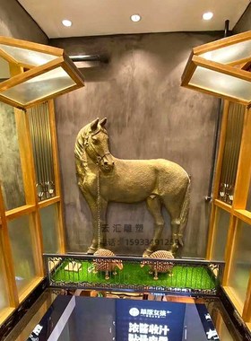 玻璃钢仿铜浮雕马雕塑户外宽窄巷子复H古墙面动物马马头装饰品摆