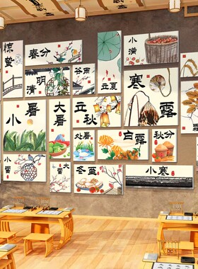 24节气国风书法文化墙贴