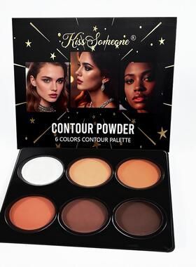 跨境Contour Palette化妆品6色粉饼哑光高光防水遮瑕压粉彩妆