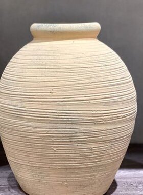 自然手工侘寂摆件做旧风新中式器民宿复古粗陶度假禅意风插花花瓶