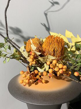电视柜样板房禅意餐桌克艺干花玄关木新中式班花艺成品装饰花摆件