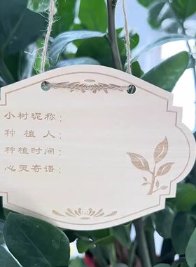 10片定制木质挂牌 植树节挂牌树木认养牌 学校植树节吊牌名字卡