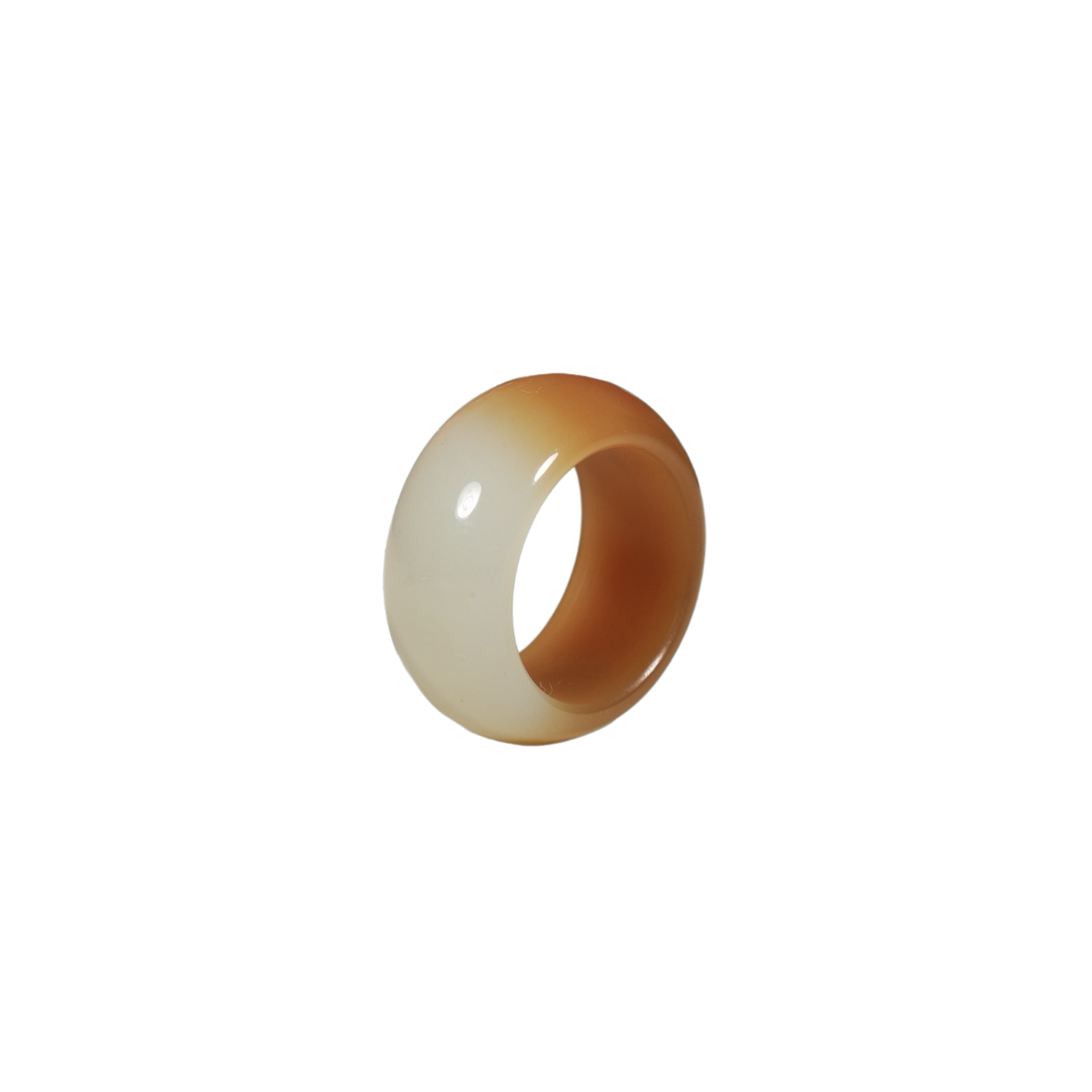 Natural Xinjiang Hetian jade yellow and white jade plain women's ring
