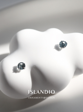 ISLANDIO坦桑石3mm纯银耳钉