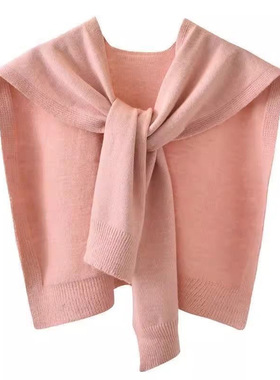 时尚简约春秋夏季两用纯色针织披肩薄款成人护颈方形披风大方优雅