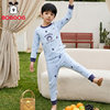 Babudou children's middle and large children's pure cotton home clothes set boys and girls thermal printed underwear pajamas pants set