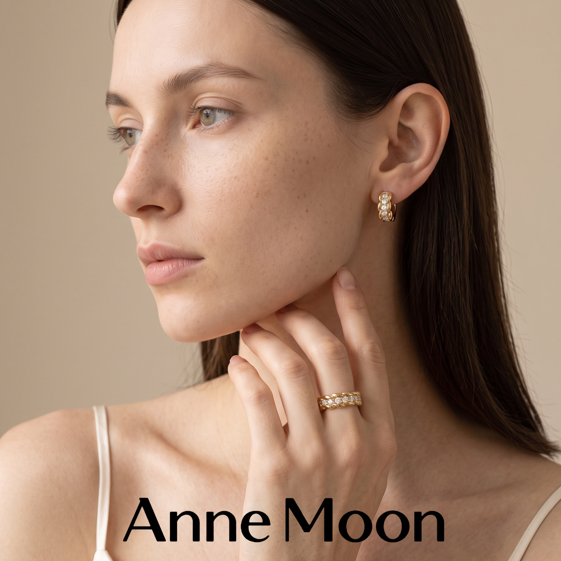AnneMoon wheat ear light luxury versatile ring earrings