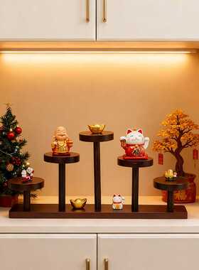 实木展示架招财摆件多层阶梯置物架办公家居玄关装饰收纳展示台
