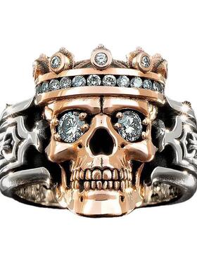 欧美万圣节骷髅头戒指款小众嘻哈复古夸张指环外贸饰品戒指