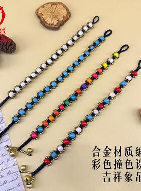 波西米亚风跨境热销手链现货夸张度假风松石蜡绳复古编织手串