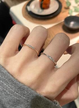 漫天星河排钻戒指女ins小众设计轻奢百搭闪钻食指戒调节指环