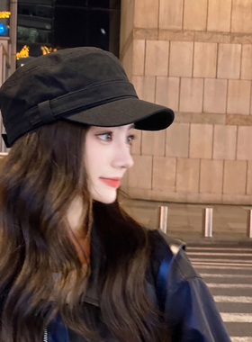 OVANCY显脸小平顶马术帽女2026新款高级感英伦复古骑士报童鸭舌帽