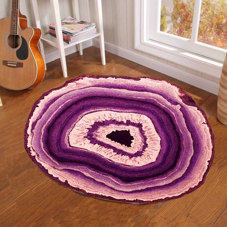 Annual ring round living room carpet imitation wood grain print bedroom bay window hanging chair floor mat bathroom floor mat