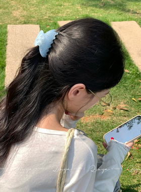 繁星镶钻醋酸抓夹女2026新款高级感鲨鱼夹发量少半扎发卡夹子头饰
