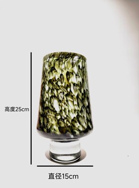 中古琉璃渐变圆形蘑菇高脚花瓶民宿酒店干花鲜花复古轻奢软装摆件