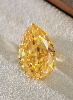 金黄色梨形冰花切锆石裸石 水滴形高级时尚9A高碳钻饰品镶嵌diy