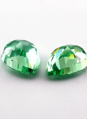 深绿色梨形冰花切锆石裸石水滴形轻奢感高碳钻首饰饰品DIY镶嵌用
