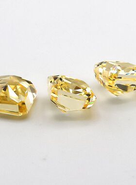 鹅黄色正方倒角冰花切锆石裸石 超闪高碳钻首饰镶嵌DIY用主石