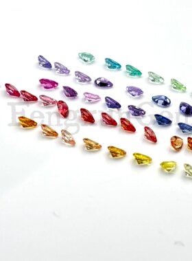 水滴形3x4mm培育蓝宝石彩虹配石 精品梨形首饰镶嵌高级排戒裸石