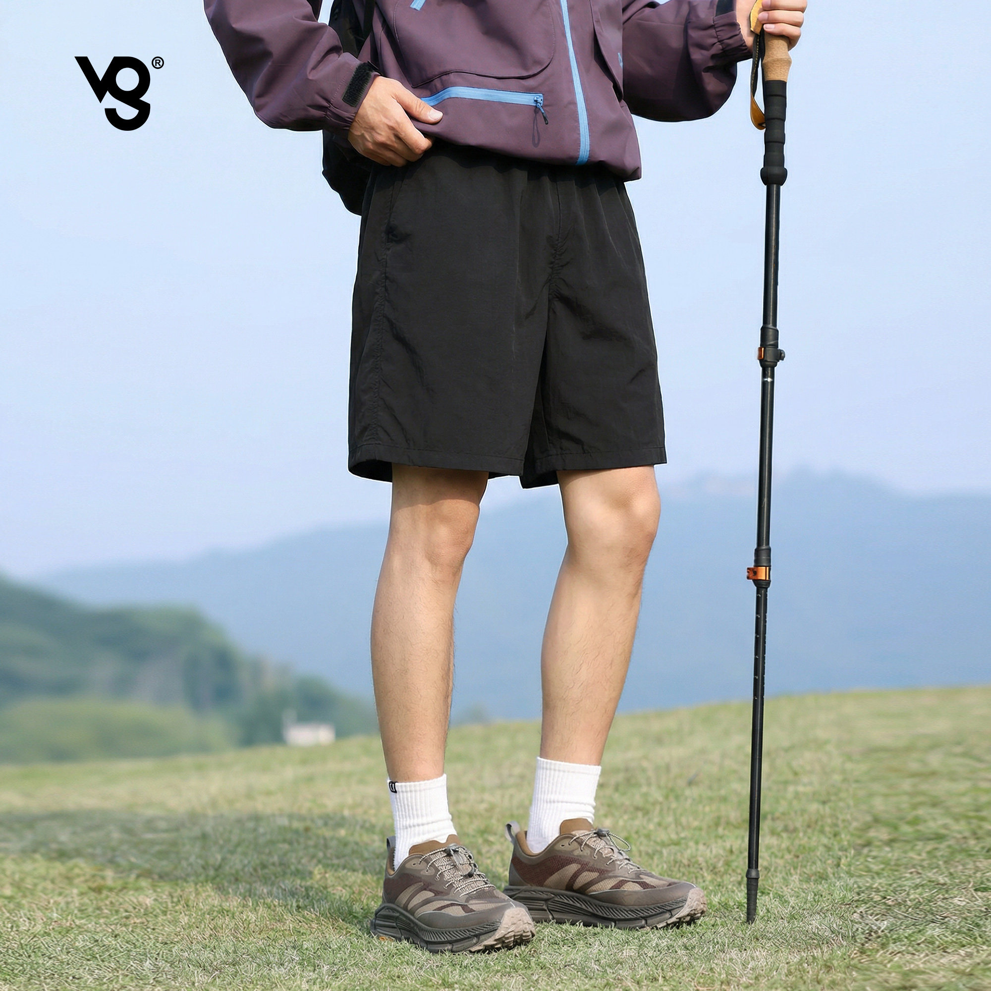 VUUG薄款运动休闲百搭五分裤夏季男透气短裤纯色宽松舒适凉爽裤子
