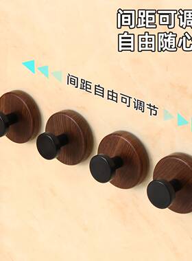 胡桃木纹吸盘免打孔门后挂钩高级