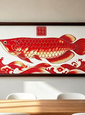 S2371新中式客厅书房餐厅玄关会客室挂画鸿运金龙2242