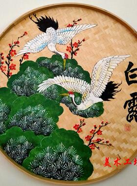 二十四节气竹编手绘簸箕画 画圆筛子学校手工成品幼儿园24节气装