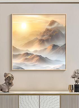 旭日东升客厅挂画现代简约沙发背景墙装饰画高级感背靠金山卧室画