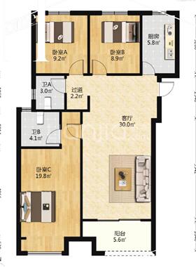 户型图在线分析店铺办公室住宅家居布局看房子选房屋装修缺角摆件