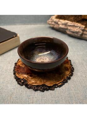 缅甸花梨双色干泡台茶台壶承茶杯垫茶托孤品红木榴疤