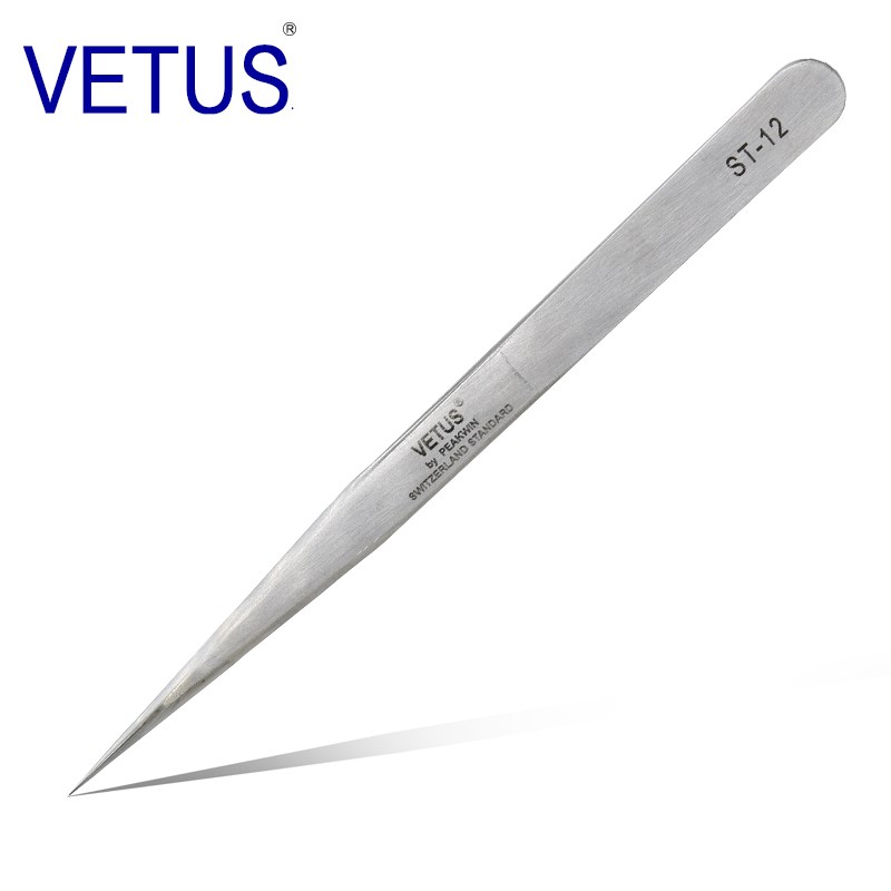VETUS high-precision tweezers ST-12 (135mm) 302 stainless steel anti-magnetic and anti-acid watch electronic repair