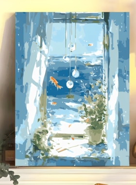 樱花小屋数字油画DIY治愈系