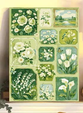 莫奈风鸢尾花丙烯diy数字油画