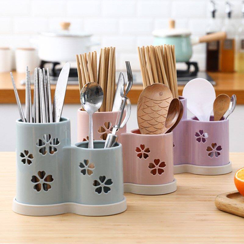 Chopstick cage new double-tube storage box tableware barrel household chopstick cage multi-functional chopsticks spoon bowl drain mold-proof storage rack