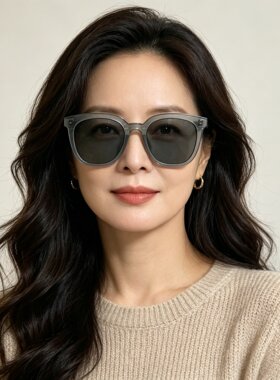 纯元 韩式潮流高端品牌 男女士同款 防紫外线深灰色时尚太阳眼镜