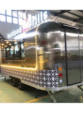 阿拉伯亮晶晶牵引房车移动美食餐车小吃车airstream food trailer