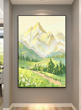 现代轻奢海浪礁石玄关客厅晶瓷画