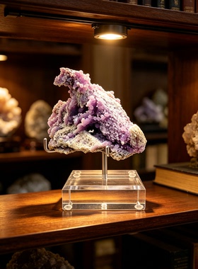 印尼天然葡萄玛瑙原石摆件 紫色晶簇家居玄关客厅装饰收藏矿石