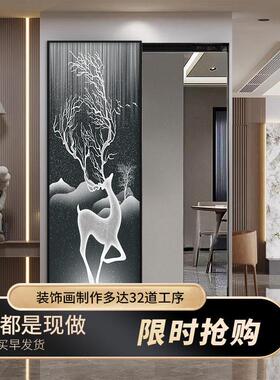 入户玄关装饰画隐藏式推拉全身镜子卧室隐形全身镜可关闭全身镜