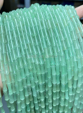 晶德珠宝 5*12mm天然绿东陵玉竹节珠散珠diy饰品配件管珠串珠