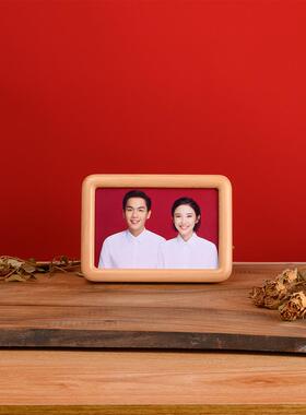 海马体6寸结婚证登记照实木相框摆台挂墙证件洗照片做成 六 7 8寸