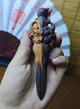 天然百年雷击桃木剑雷焦纹狮咬剑小大剑睚眦剑护身符挂件儿童卧室