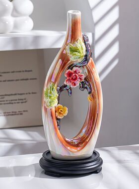 陶瓷花瓶立体花朵装饰摆件家居工艺品艺术创意轻奢设计乔迁礼品