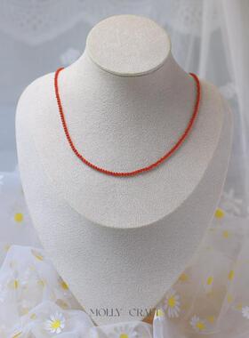 天然极细南红玛瑙项链女