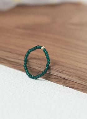 天然极细绿水晶戒指女