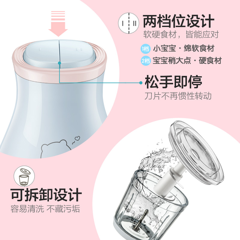小熊米淘专卖店小熊婴儿辅食机宝宝料理多功能电动家用搅拌小型迷你绞肉打泥米湖1