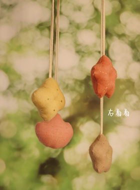 拾一集出品｜植物染手织布刺绣花朵风铃 四时之花贝壳风铃 装饰